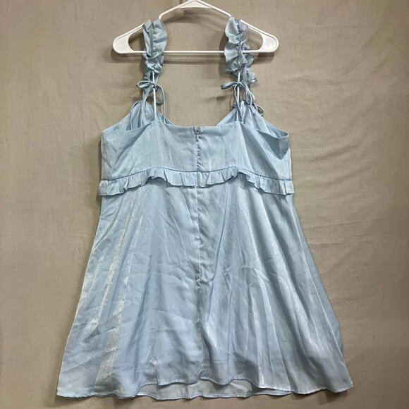 Wild Fable Women XL Light Blue Rosette Mini Babydoll Ruffle Sleeveless Dress - Picture 10 of 13